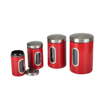 Stainless Steel Window Canister Set with Lids