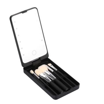 LED Mirror with Brush: Makeup Mirror Organizer
