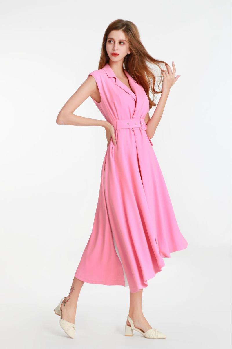 Suit Collar Waist Belt Dress