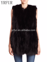 YRFUR YR029 Luxury real blue fox fur vest soft fox fur vest with side pockets
