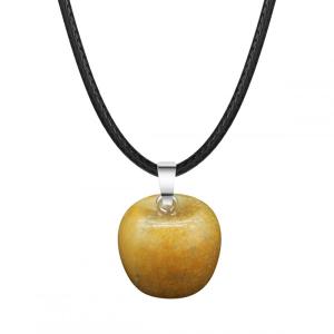 Collier de pendentif pomme en jade jaune 3D pour les filles filles