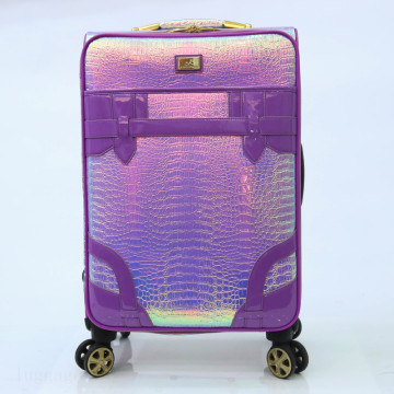 snake PU leather bright double spinner wheels luggage
