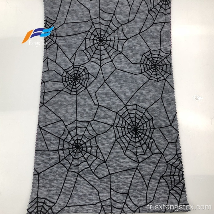 Tissu Abaya 100% polyester en crêpe floqué imprimé floral