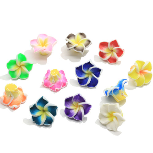 100pcs/lots 15mm Polymer Clay Plumeria Frangipani Flowers Beads For Diy Hawaiian Earrings Necklace Holiday Jewelry Crafts Making