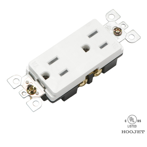 HJ-8047TR Double Wall Socket 15A/120V TR Clip Wiring