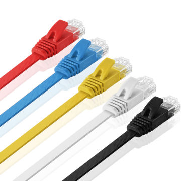 RJ45プラグ付きのカラフルなCAT6フラットパッチケーブル