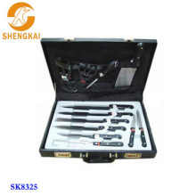 stainless steel 12pcs kitchen knife solingen in leather suitcase