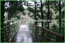 Strand woven bambaoo flooring appliance in garden