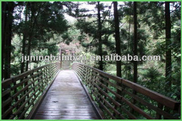 Strand woven bambaoo flooring appliance in garden