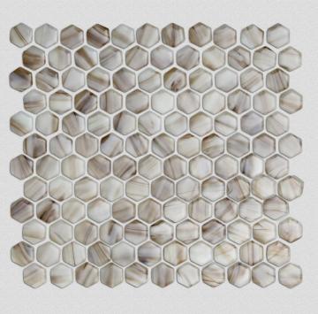 Brown Tans Hexagonal Hot Melt Glass Mosaic Tile