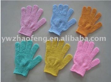 Nylon exfoliating bath glove