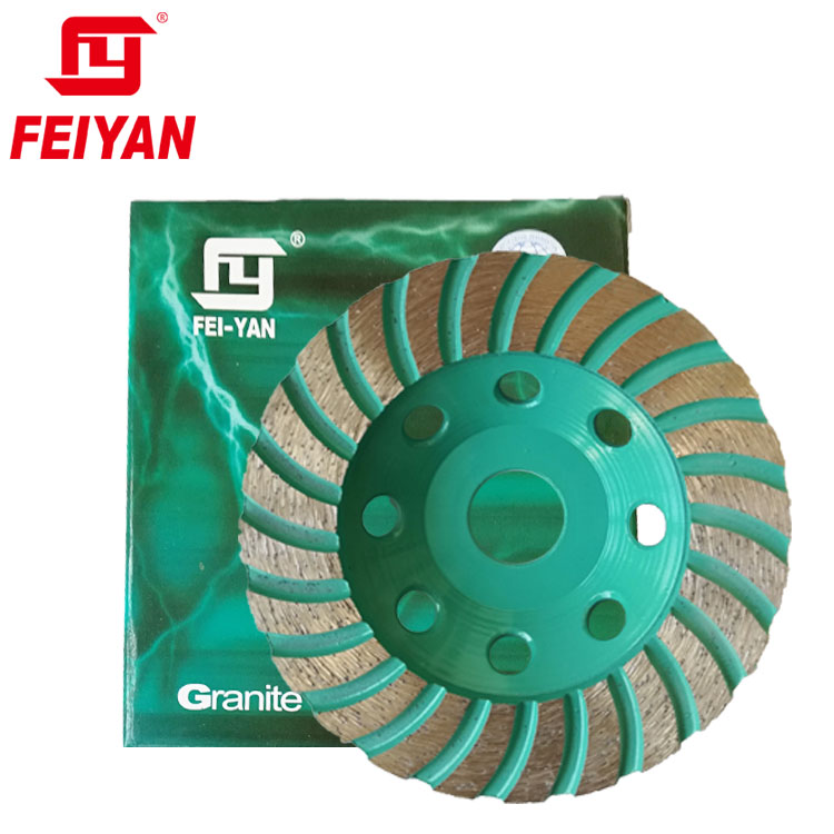 Turbo Type Single Row Diamond Cup Wheel Granite Grinding Abrasive China FEIYAN Diamond Tools Supplier