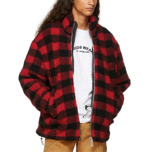 Veste Sherpa à carreaux rouge de haute qualité économique