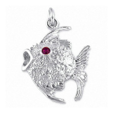 Lively fish silver pendant alloy made and sterling silver plated pendant with rhinestone decorated