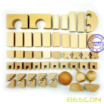 BESCON DICE Original Wood Building Blocks Wooden Toys 52pcs with Canvas Carry bag, Baby Children Educational Enlightenment Toy