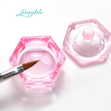 Wholesale Pink Crystal Glass Acrylic Powder Nail Dappen Dishes with Lids