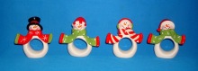 Hand-Painted Ceramic Snowmen Napkin Ring