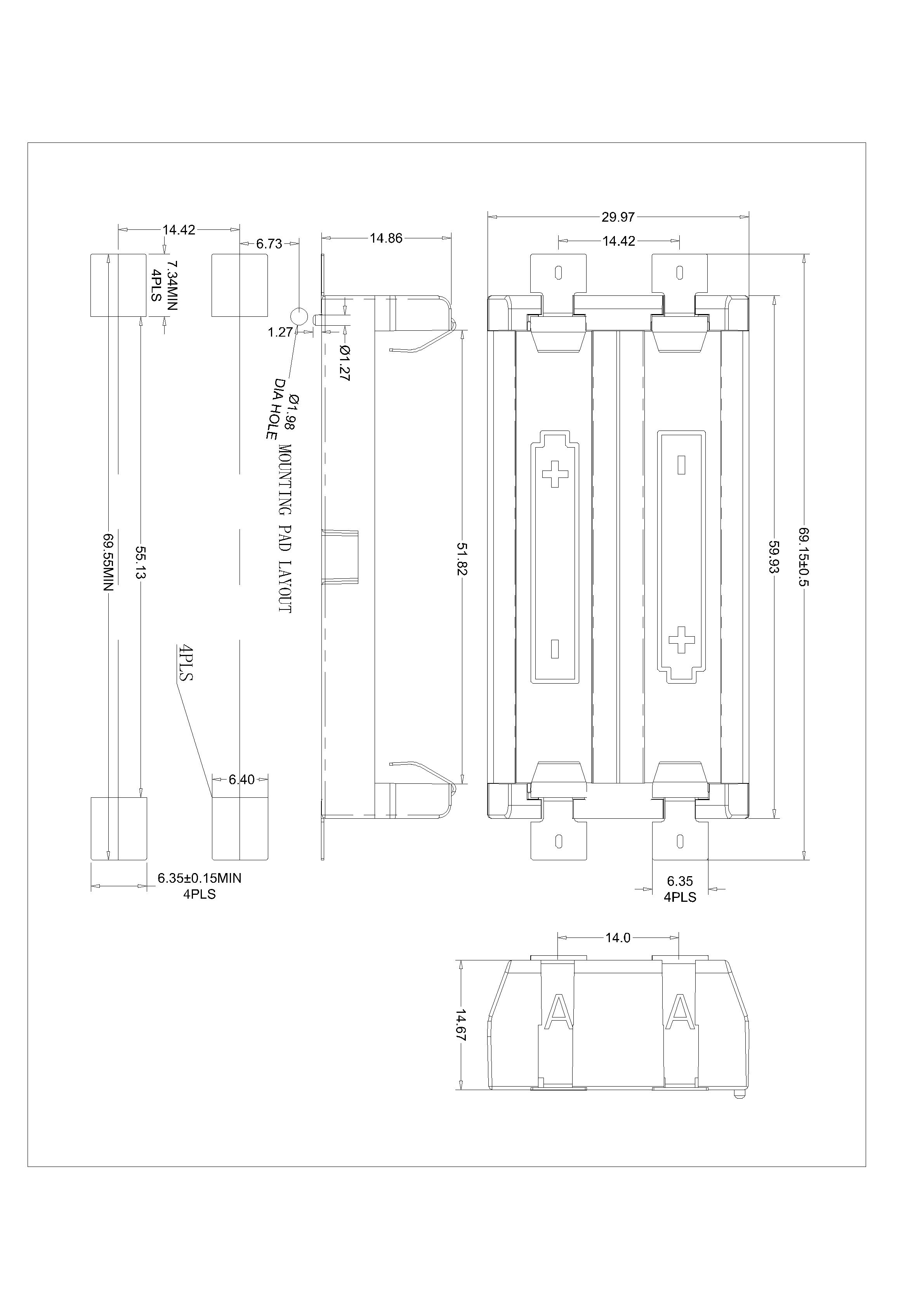 BBC-M-G0-A-2AA-012 DAUL AA BATTERY HOLDER STM