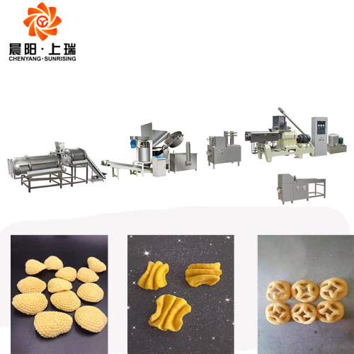 Línea de producción de bocadillos fritos con chips de Doritos y cornetas inflados