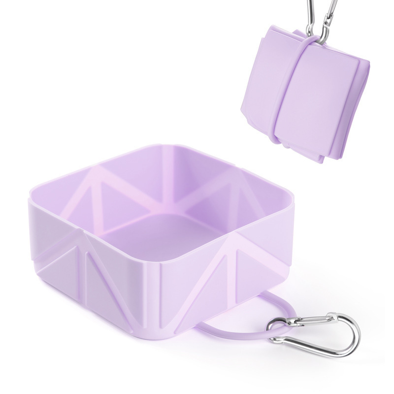 Collapsible Dog Bowl 350ml – Portable TPE Travel Pet Bowl with Carabiner Clip for Walking, Hiking & Camping – 5 Macaron Colors