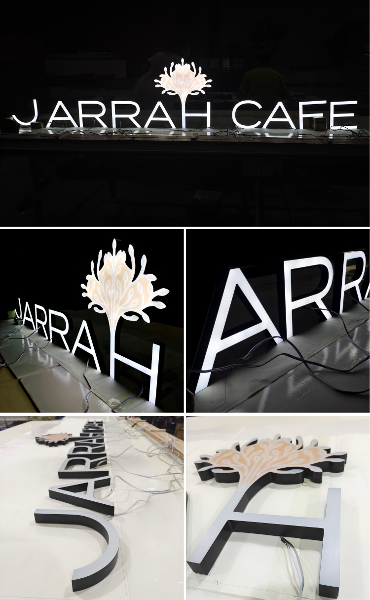 DINGYISIGN Factory Wholesale Illuminated Outdoor Waterproof 3D Led Custom Acrylic Logo Signs For Cafe Shop