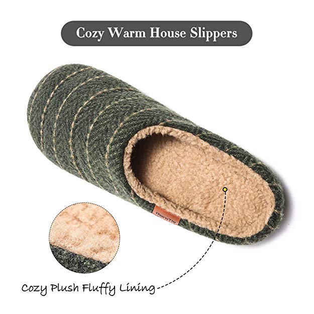 Men's Cozy Memory Foam Slippers with Fluffy Slip-on Clog Winter House Shoes Anti-Skid Sole