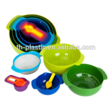9pcs Color Mixing Bowl Set/Salad Bowl With Measuring Spoon for Cooking