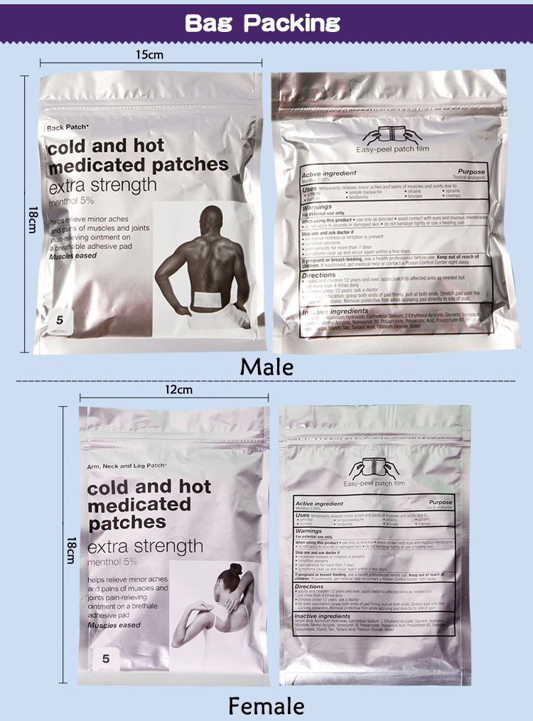 miếng dán thuốc lạnh và nóng cold and hot medicated patch