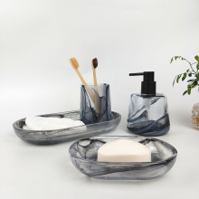 Customized Smoky Gray Swirl Glass Bathroom Set