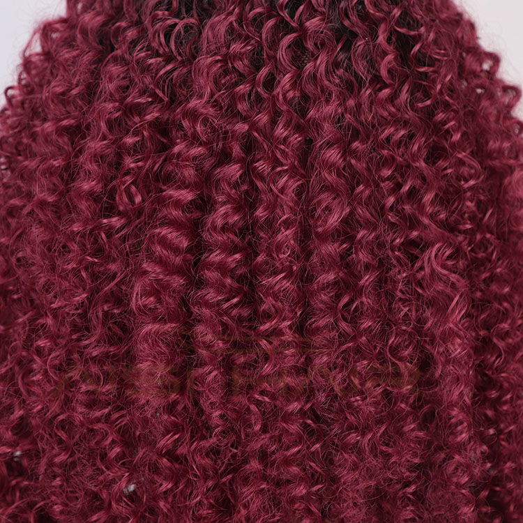 Aisi Hair Medium Long Afro Kinky Curly Wig Cosplay Ombre Red Swiss Lace Synthetic Wig Lace Frontal Hair Wigs For Black Women