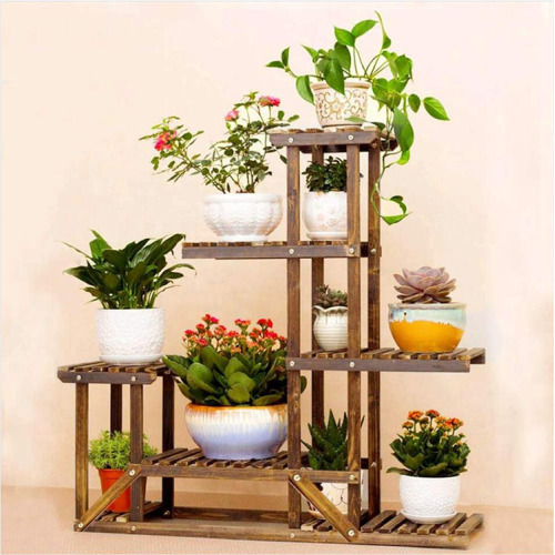 Bamboo Wood Shelf Flower Pot Organizer Rack
