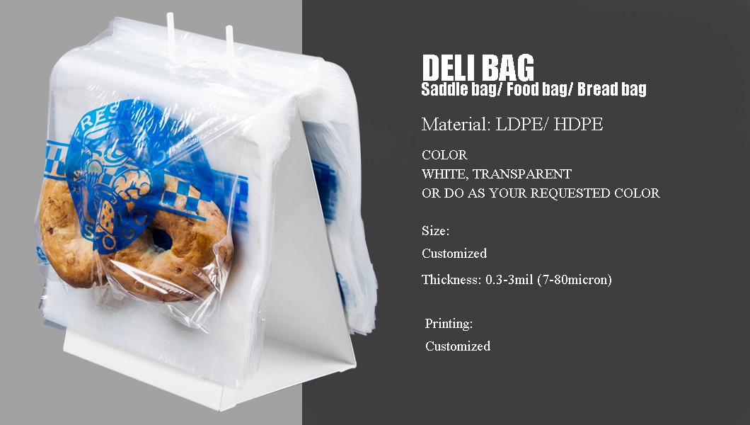 Transparent Plastic Flat Plain Fresh Deli Perforated Plastic Bag with Hook for Bread Bakery Packaging