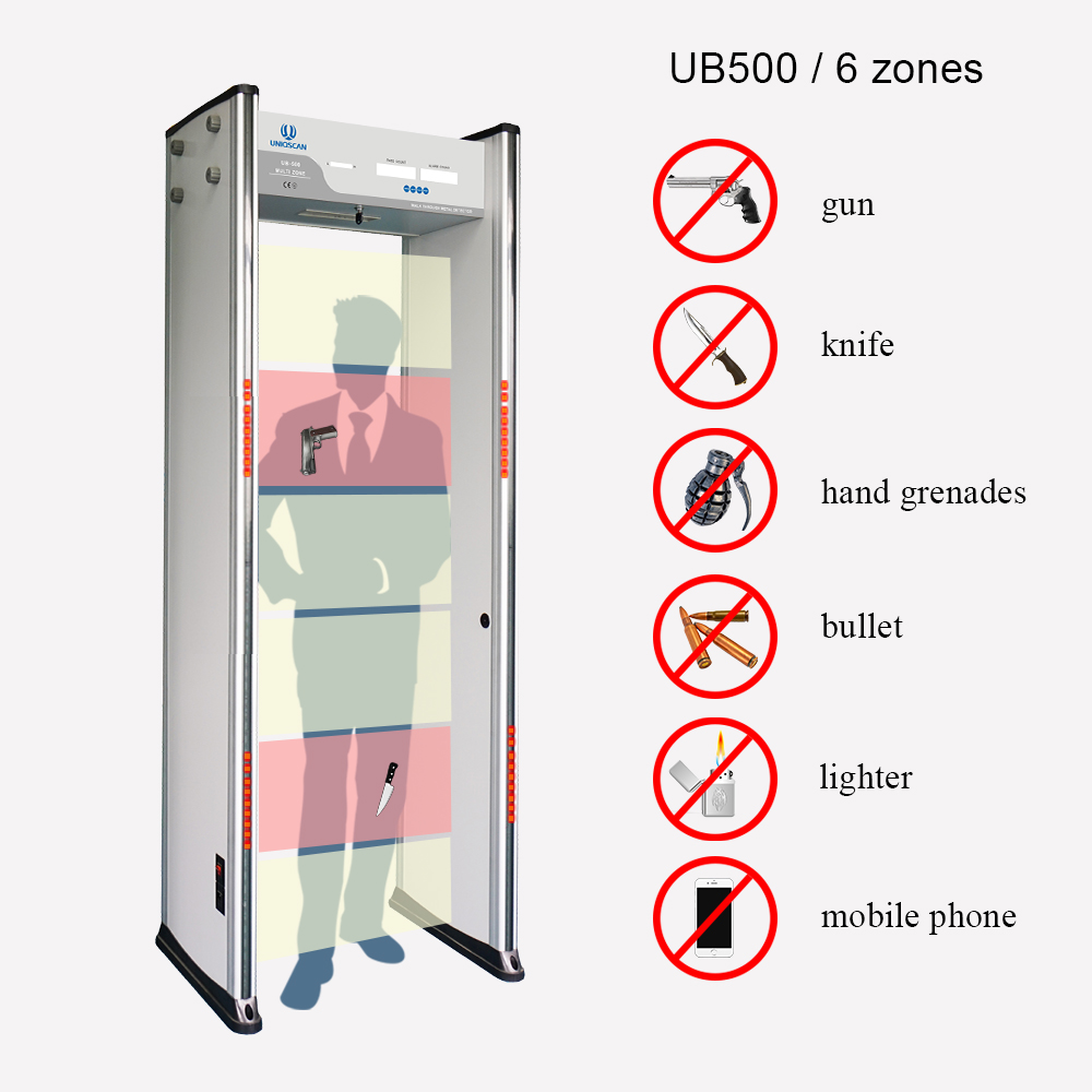 UNIQSCAN UB500 6/12/18 zones are available walk through metal detector, competitive price door fram metal detector made in china