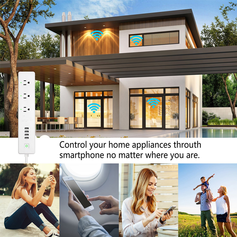 US Outlet Socket Surge Protector Wifi Smart Power Strip With Usb PortsTUYA