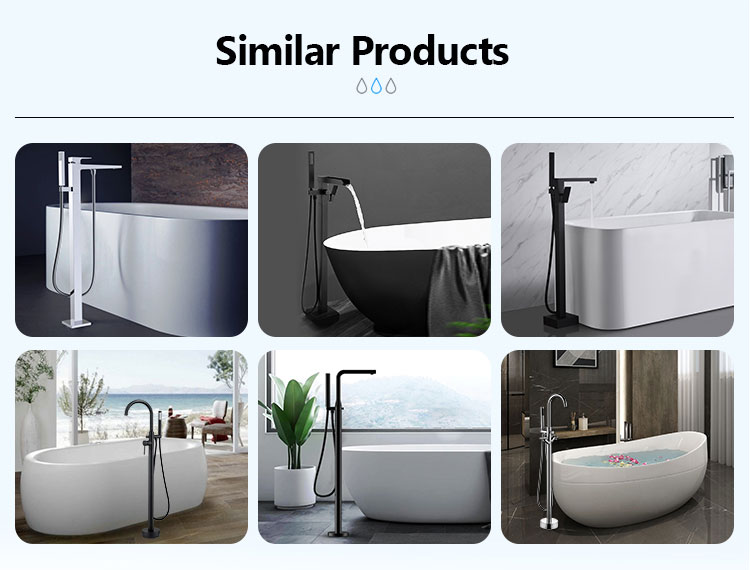 2022 Matte Black Freestanding Bathtub Faucet Outdoor Floor Mounted Tub Filler  with Handheld Shower