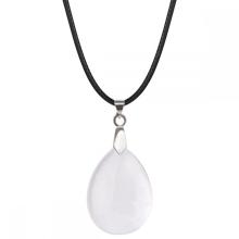 Crystal 25x35mm Teardrop Pendant Necklace women Men