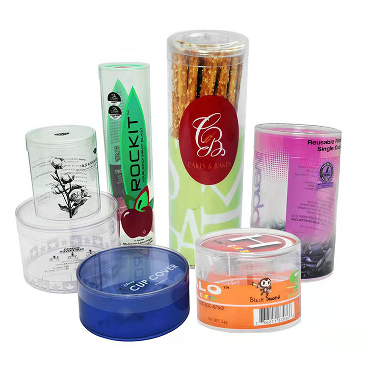 Logo personnalisé PVC Emballage Cylindre transparent en plastique