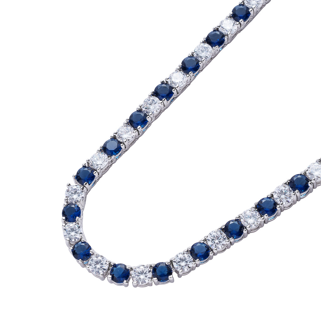 bling bling hip hop blue necklace,5mm 18" 20" copper zircon iced out Cuban link chain men women necklace jewelry