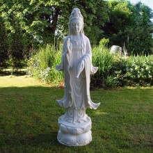 Hebei factory carved white marble kuan yin statue