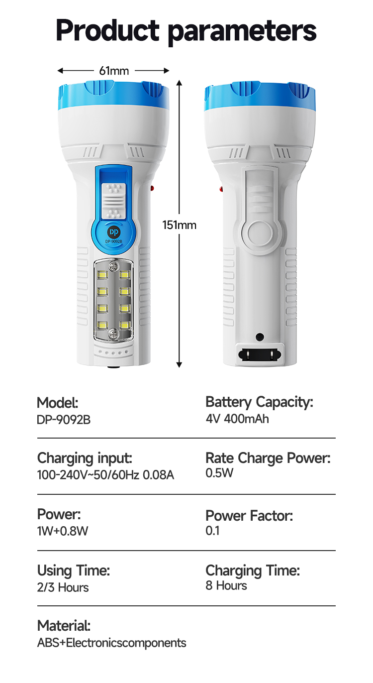 66-9092B-Rechargeable LED Emergency Flashlight Torch with Side Light 66-9092B-Rechargeable LED Emergency Flashlight Torch with Side Light