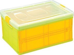 Plastic folding box crate
