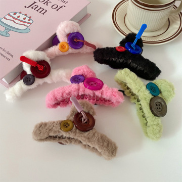 Shark Hair Clip 12.5cm Plush Button Claw for Women's Hair Accessories