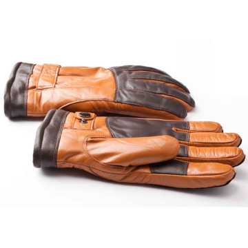Men's Leather Motorcycle Gloves with Plush Lining