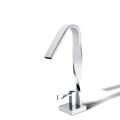 Unique single hole hot and cold basin faucet