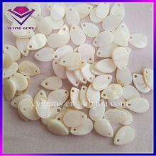 Drill Double Flat Teardrop Shape White Fresh Water Shell Piece for Earring