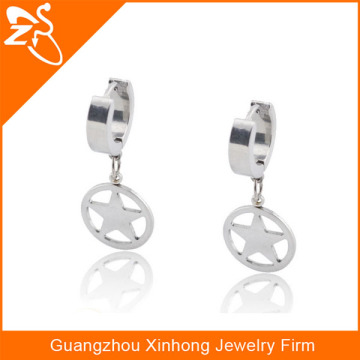 fashion cheap fancy star earrings, 316 L stainless steel dangling hoop earring, fashion boys earrings
