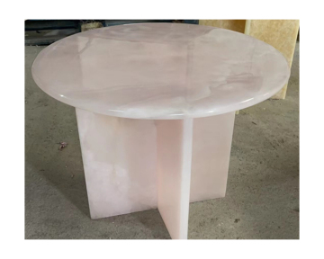 Onyx Table Tops: Round Marble Onyx Plinth and Pink Onyx Coffee Table