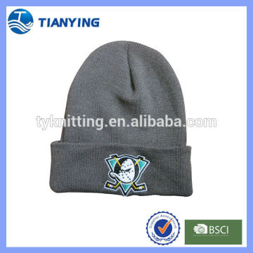 Embroidery teenager cuff knit fancy beanie hat