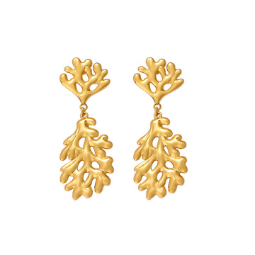 Coral Shaped Earrings Fashion Titanium Steel Earrings