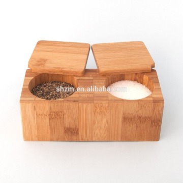 Natural Bamboo Salt box Pepper Storage Box bamboo Spices box